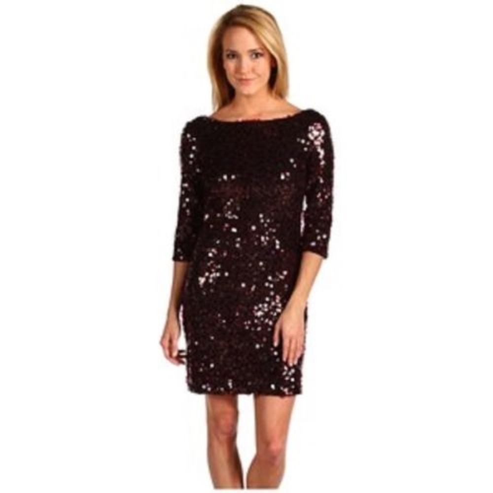 NEW Sz 8 JESSICA SIMPSON 3/4 Sleve Burgand Sequin